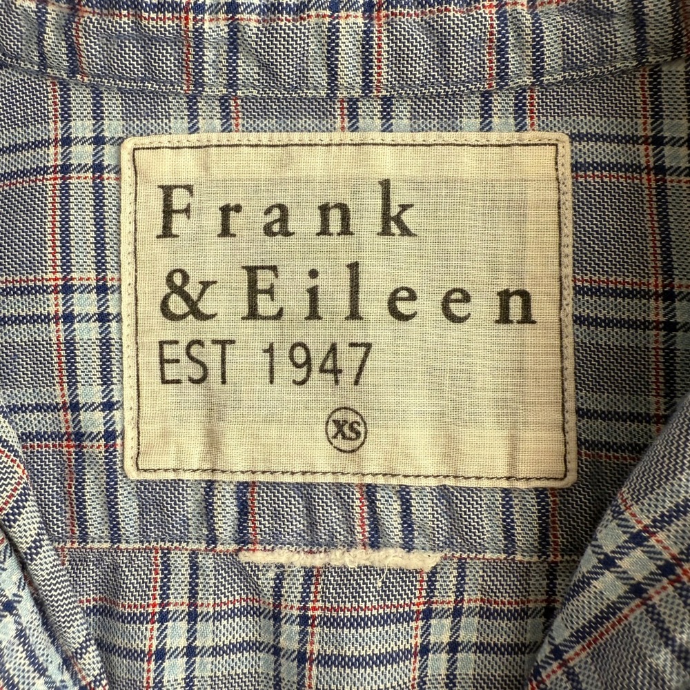 Frank & Eileen Barry Lightweight Cotton Plaid Blue Button Up Shirt XS - Picture 4 of 8